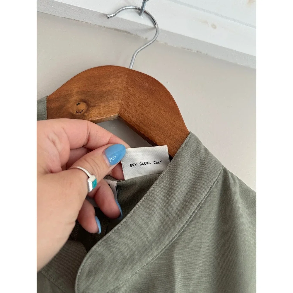 JRT Silk Maxi Dress Womens 14 Sage Green EUC Sleeveless Button Down vintage 90's - Picture 3 of 7